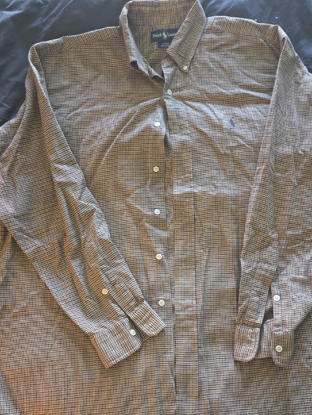 Ralph Lauren Brown & Blue Micro-Check Button-Down Shirt